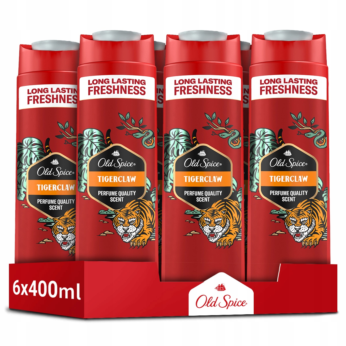 Sprchový gél a šampón Old Spice Tiger Claw pre mužov 3v1, 6 x 400ml
